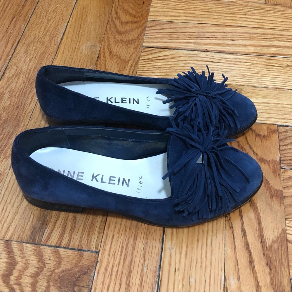 Anne Klein Dixie Tassel Navy Blue Flats Women’s Sz 6M.